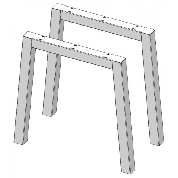 Két darabos trapéz alakú asztalláb szett, 60x60 mm-es profil, elektrosztatikus porfestéssel, ezüst fém, 72x75x6 cm 2