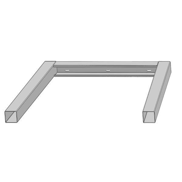 Két darabos trapéz alakú asztalláb szett, 60x60 mm-es profil, elektrosztatikus porfestéssel, ezüst fém, 72x75x6 cm 3