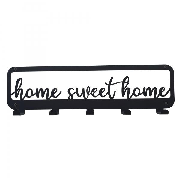 Home Sweet Home fém fogas 5 akasztóval fekete színben 1