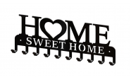Home Sweet Home fém kulcstartó fekete színben 10 akasztóval 2