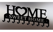 Home Sweet Home fém kulcstartó fekete színben 10 akasztóval 3