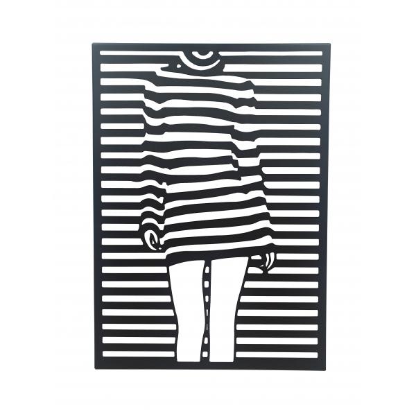 Fali dekoráció, Silhouette Girl, fekete, 75x54 cm, acél 1