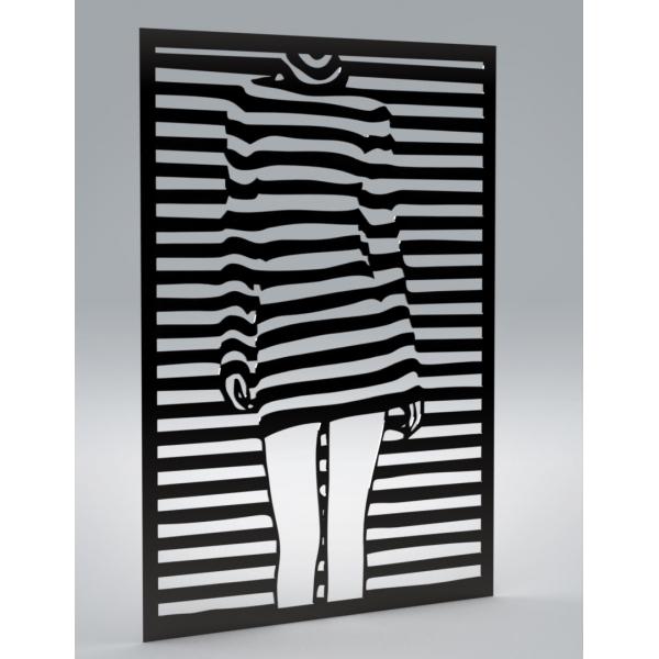 Fali dekoráció, Silhouette Girl, fekete, 75x54 cm, acél 2