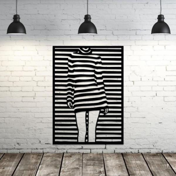 Fali dekoráció, Silhouette Girl, fekete, 75x54 cm, acél 4