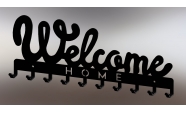 Welcome Home feliratú kulcstartó fekete színben 10 akasztóval 2