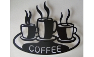 Fém fali dekoráció Kávé 50x30, fekete 3