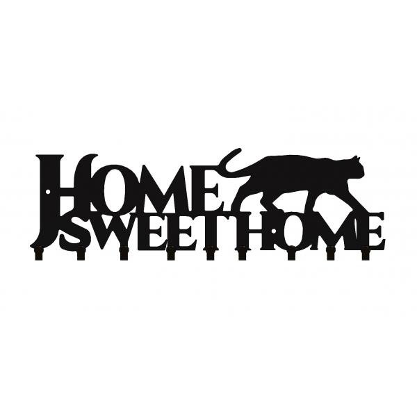 Home Sweet Home kulcstartó feliratú kulcstartó fekete színben 9 akasztóval 1