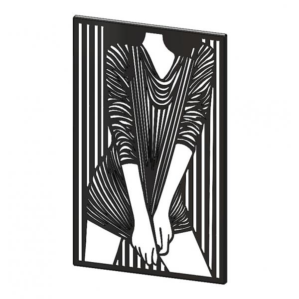 Fali dekoráció, Silhouette Girl modell2, 87x54 cm, acél, fekete 1