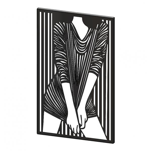 Fali dekoráció, Silhouette Girl modell2, 87x54 cm, acél, fekete 1
