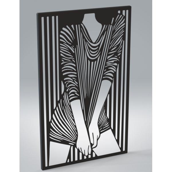 Fali dekoráció, Silhouette Girl modell2, 87x54 cm, acél, fekete 2