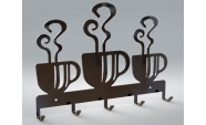 Kávés kulcstartó, 5 akasztóval, 25x17 cm, Fekete 2