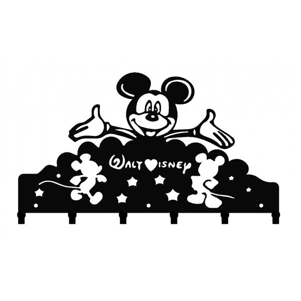 Mickey Mouse kulcstartó 6 db akasztóval, 25*25 cm, Fekete színű 1