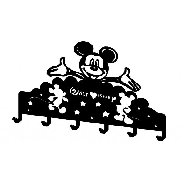 Mickey Mouse kulcstartó 6 db akasztóval, 25*25 cm, Fekete színű 3