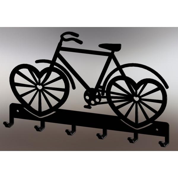 Bicikli kulcstartó model 2 fekete színben 6 akasztóval 4