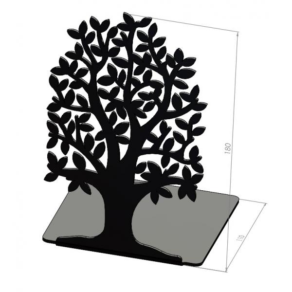 Életfa könyvtámasz, 180x110 mm, fém, matt fekete 3