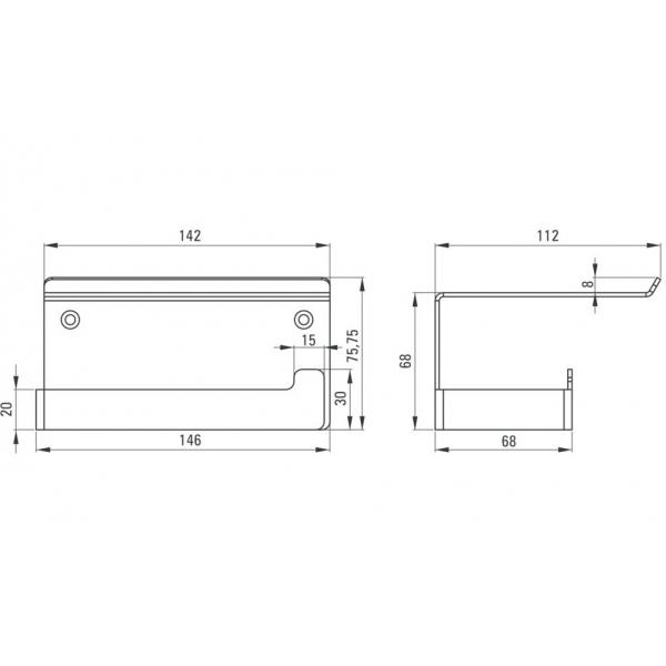 WC-papír tartó, fekete Model 1, 142x110x2.5 mm 4