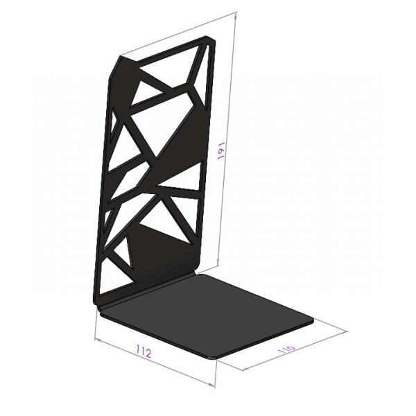 Formák könyvtámasz, 180x110 mm, fém, matt fekete 3