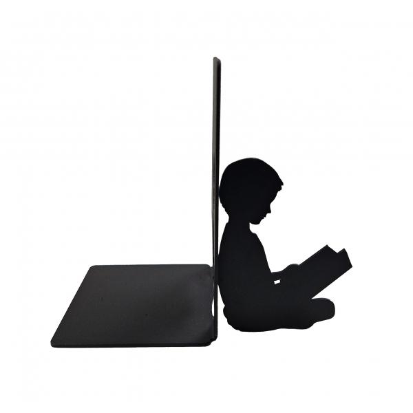 Olvasó fiú könyvtámasz, 185x195 mm, fém, matt fekete 3